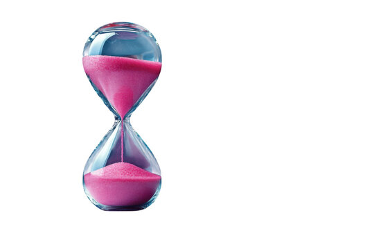 Pink Sand Hourglass Time Concept Countdown Timer Passing Time Deadline Clock on Black on transparent background - Powered by Adobe