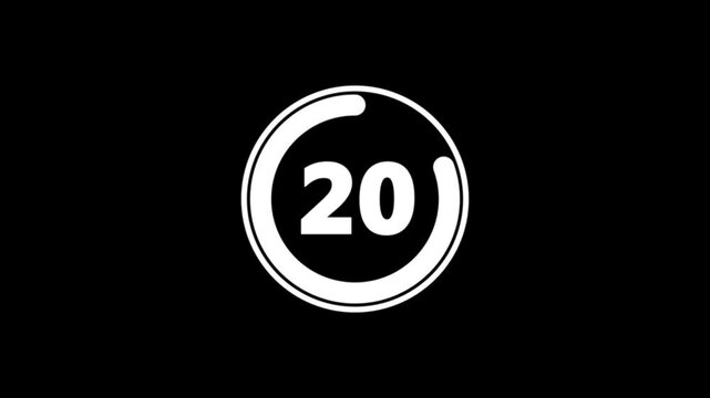 Circle countdown timer one minute animation from 25 to 0 second animation on white background with alpha channel, 30 second countdown timer, Countdown video 4k video See Less