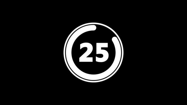 Circle countdown timer one minute animation from 30 to 0 second animation on black background with alpha channel, 30 second countdown timer, Countdown video 4k video See Less