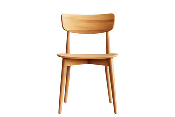 Fototapeta premium Modern wooden chair front view minimalist furniture illustration isolated on Transparent Background