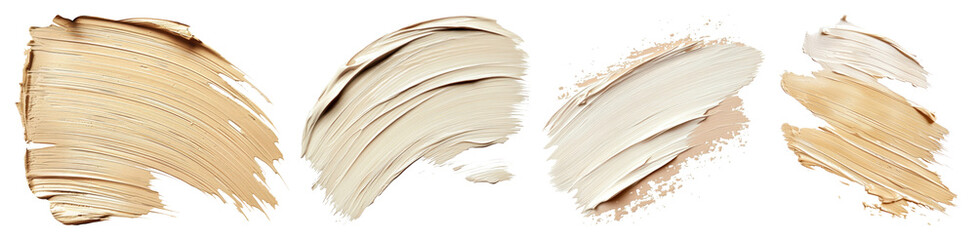 PNG Creamy makeup foundation swatches, element set on transparent background