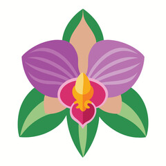 Minimalist Orchid Flower Icon. Simple flat vector icon or glyph for modern design