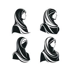 A silhouette vector set of Emirati womans profile