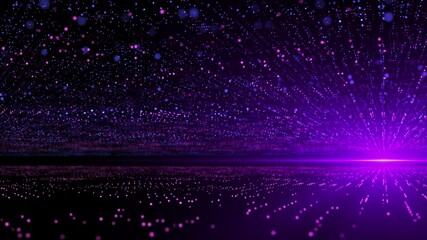 Abstract purple futuristic cyber world scene with particles, sci-fi grid, technology glowing surface, neon night scene, digital science background 4K animation, seamless loop, virtual reality concept - Powered by Adobe