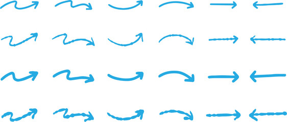 Line art sketch Hand drawn arrow decoration element icon set vector illustration	