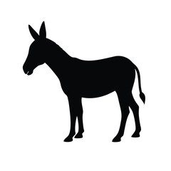 Black donkey silhouette in a vector illustration.