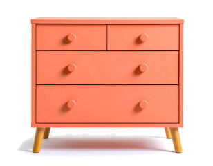 Three-Drawer Peach Storage Chest for Kids Room – Isolated on White