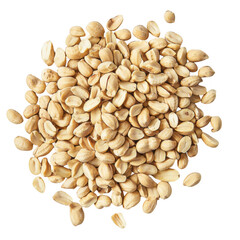 A generous pile of roasted salted peanuts isolated on transparent background