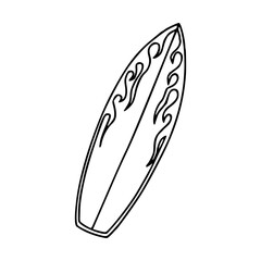 surfboard with flame design