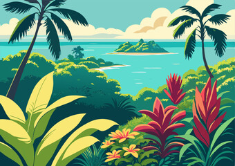 Tropical Island Paradise: Lush Jungle, Ocean View