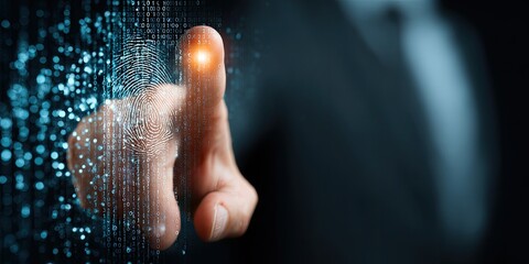 Fingertip interacting with digital code