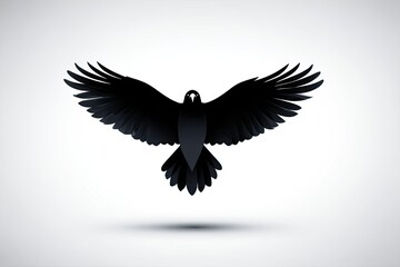 Fototapeta premium Black bird in flight, stylized silhouette.