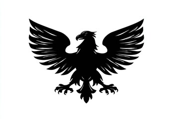 Fototapeta premium Detailed silhouette of a heraldic eagle with outstretched wings.