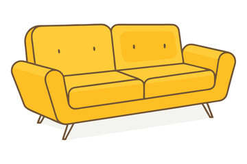 Mustard Yellow Mid-Century Modern Sofa Illustration