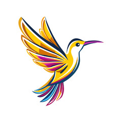 Fototapeta premium Colorful hummingbird illustration in flight with vibrant wings 