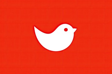 Obraz premium Simple white bird silhouette against a vibrant red background.