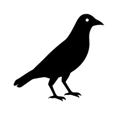 Obraz premium Black vector icon of a crow silhouette, symbolizing mystery, halloween and wild nature