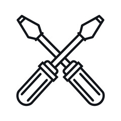 Screwdriver line art icon. Minimal vector illustration for tools and repair.