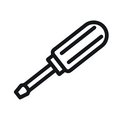 Manual screwdriver outline. Technical simple line art vector illustration. 