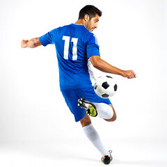 Professional Soccer Player Kicking Ball 