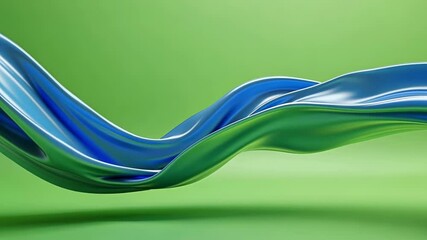 Seamless blue fluid morphing and transforming across vibrant green background, revealing dynamic abstract shape with elegant motion and graphic design potential - Powered by Adobe