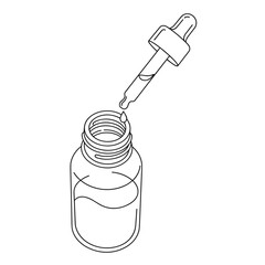 Open dropper bottle line icon for cosmetic serum or oil design