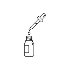 Open dropper bottle with drop line icon for wellness cosmetic design