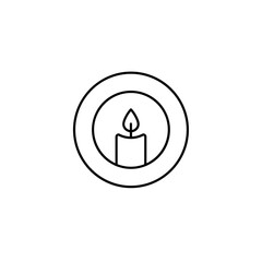 Aromatherapy candle line icon in round holder for spa wellness design