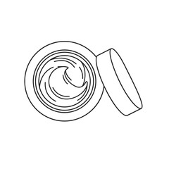 Open round cosmetic jar top view line icon for beauty skincare wellness design