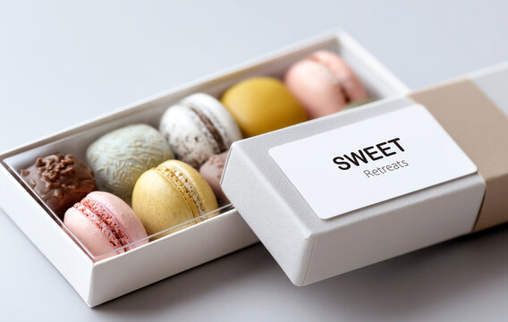 World Chocolate day, transparent Chocolate box with variety of colorful chocolate treats inside, with blank label on the box, festive celebration