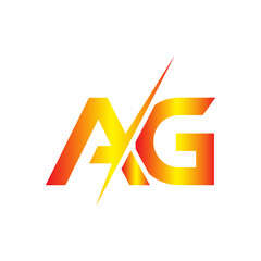 Dynamic ag monogram logo with a lightning bolt effect and gradient colors