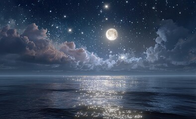 Night sky over a calm sea