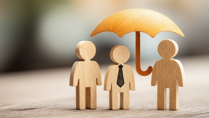 Wooden figurines under an umbrella (7)