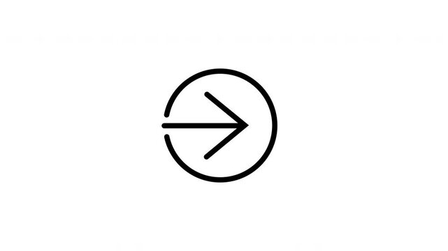 Right arrow inside a circle symbol for navigation or direction purposes in a minimalist style. Suitable for web and graphic design.