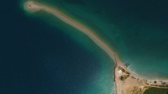 Aerial drone videos of Drepano lighthouse area of ​​Gulf of Corinth