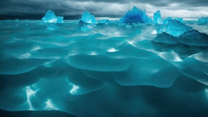 Obraz premium Glacial Lake Surface Reflecting Storm Clouds 