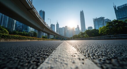 Urban cityscape road at sunrise