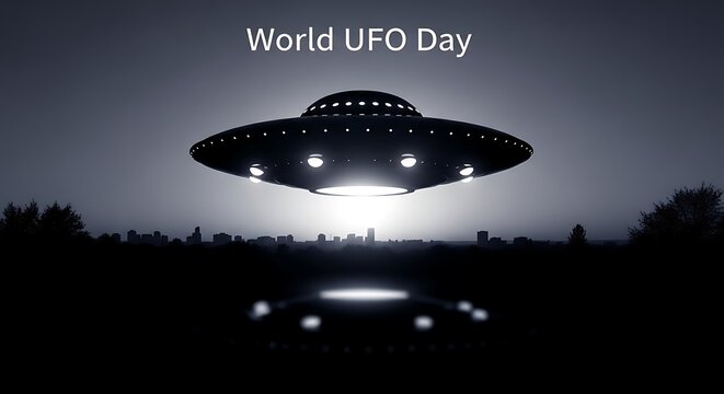 World UFO Day Celebrations Encountering Extraterrestrial Craft Above Cityscapes and Landscapes