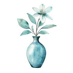 A Jade Vine Flower In A Vase, watercolor illustration vector, isolated on a white background.