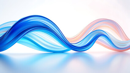 Abstract Blue and Peach Waves: Serene, Elegant, 3D Rendered Flowing Design
