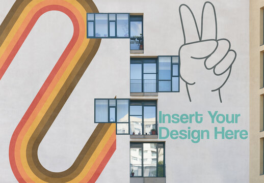 Unique Modern Building Facade. PSD mockup template
