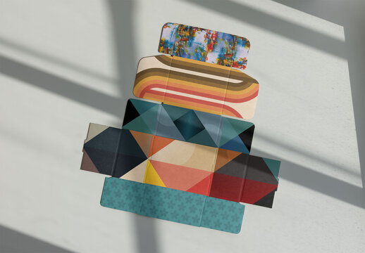 Disassembled Cardboard Box Mockup on Table