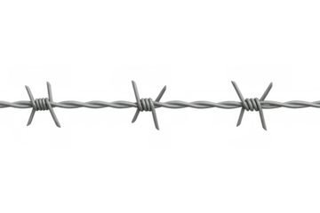 Seamless looping barbed wire fence on transparent background, creating a secure and restricted area