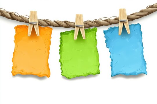Brightly colored sheets of paper hang from a rope using clothespins perfect for displaying festive messages or reminders. This cheerful design adds a fun touch to St Patrick39;s Day celebrations