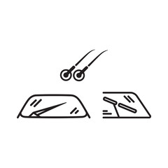 Car Windshield Wiper System Line Art Illustration wipers