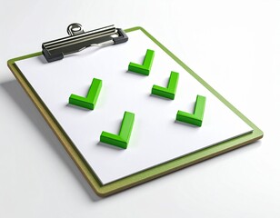 Completed Checklist on Clipboard with Green Checkmarks