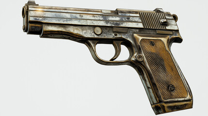 AI generator images of gun that has the word gun on it used Old gun on black background