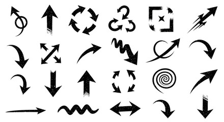 Collection of Diverse Arrow Icons Up, Down, Left, Right, Circular, and More
