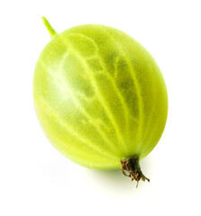 Ripe green gooseberry isolated on white.