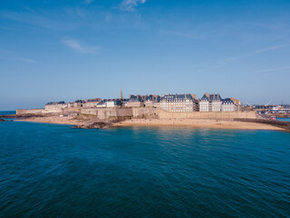 Aerial View of the Walled City of Saint-Malo, France